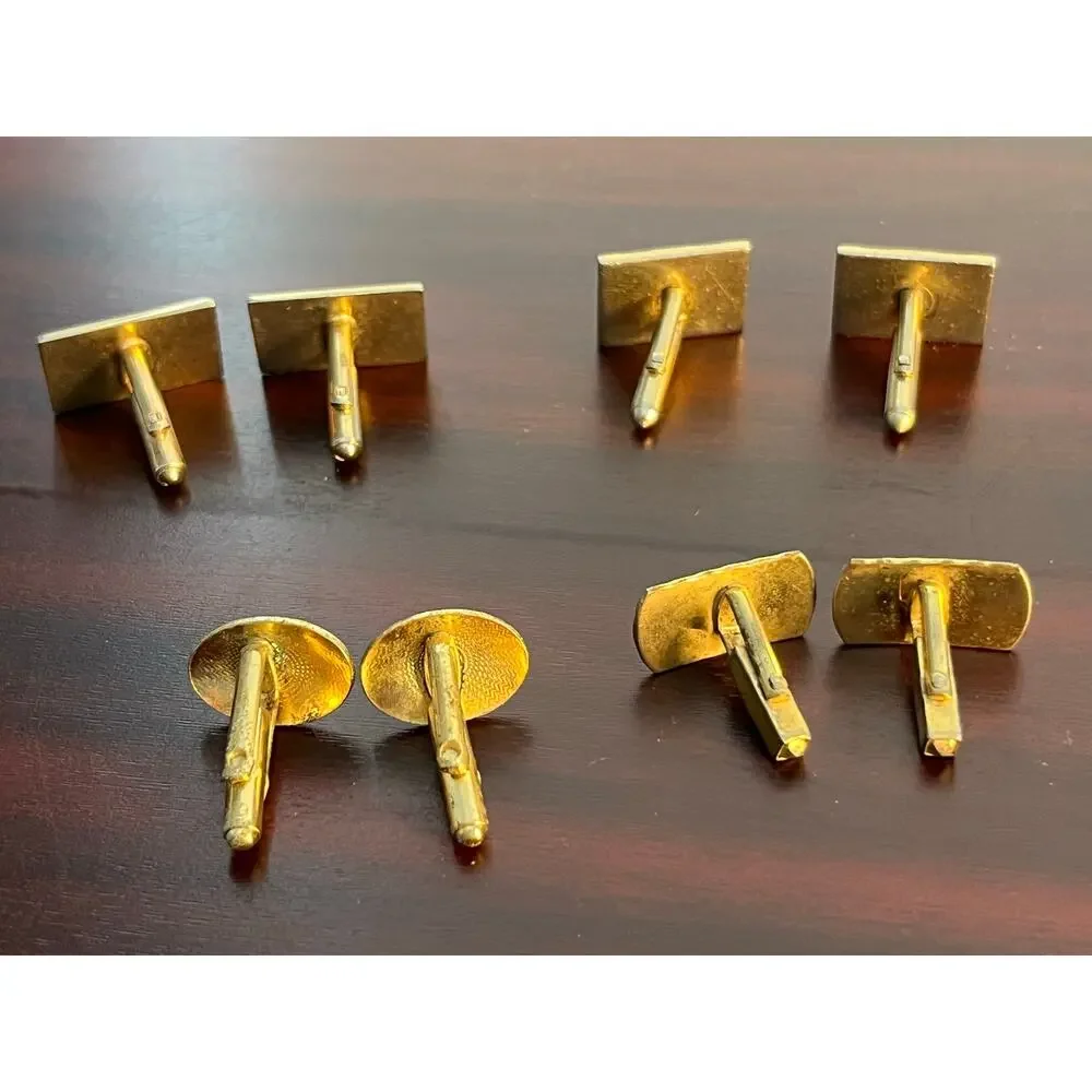 VTG Cufflink Lot of 4 Gold Tone Classy Elegant Preppy Coquette